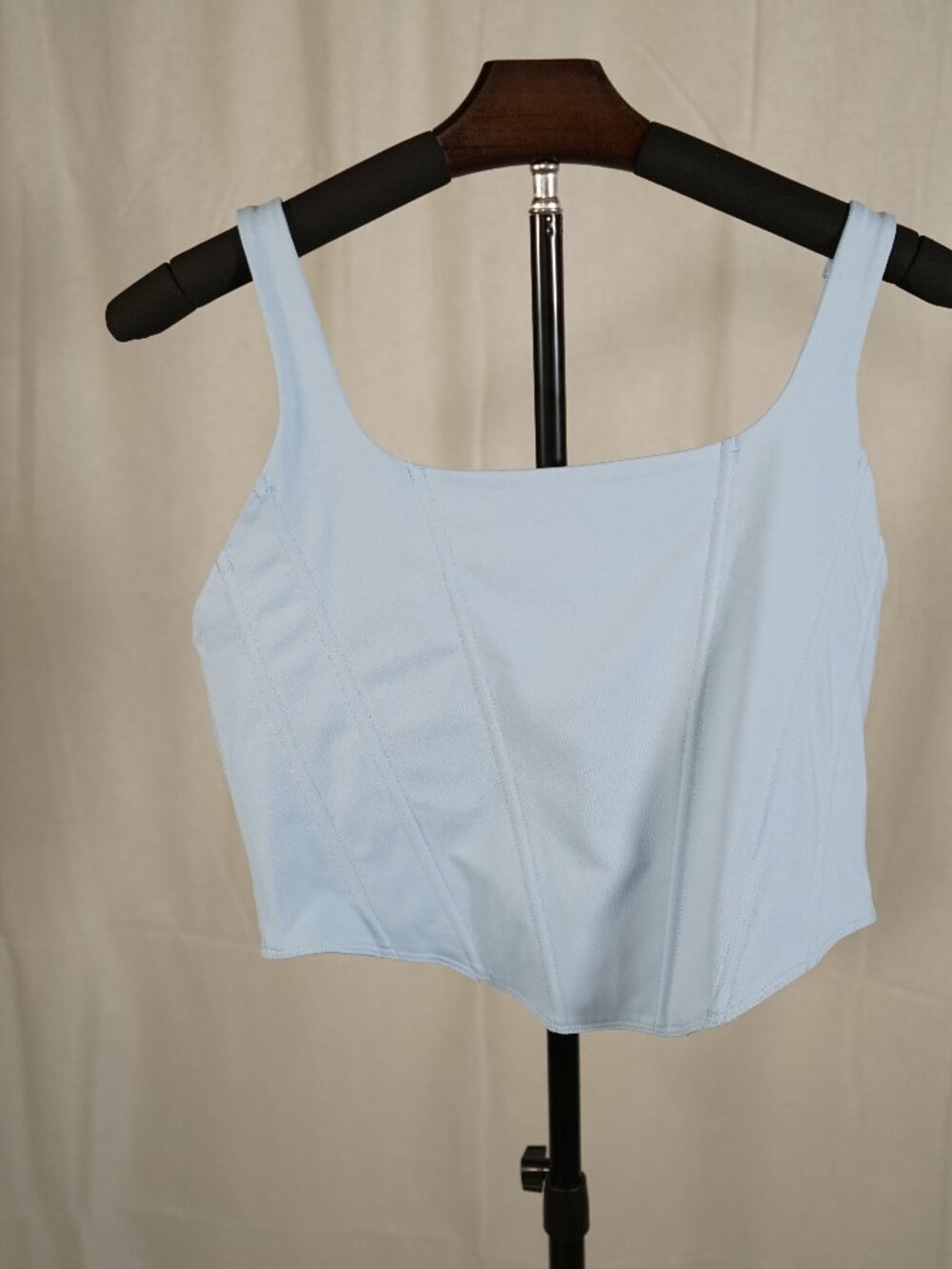 REORIA Baby Blue Corset Crop Top Square Neck Y2K Coquette Balletcore